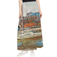 Boats On Lake Garda, Italy  Maxi Chiffon Skirt by ConteMonfrey