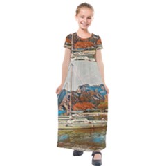 Boats On Lake Garda, Italy  Kids  Short Sleeve Maxi Dress by ConteMonfrey