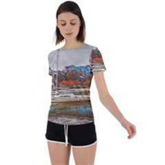 Boats On Lake Garda, Italy  Back Circle Cutout Sports Tee by ConteMonfrey