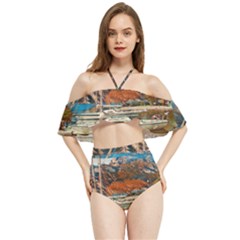 Boats On Lake Garda, Italy  Halter Flowy Bikini Set  by ConteMonfrey