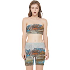 Boats On Lake Garda, Italy  Stretch Shorts And Tube Top Set by ConteMonfrey