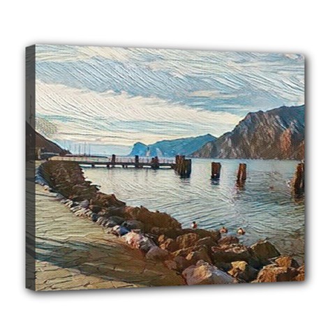 Ducks On Gardasee Deluxe Canvas 24  X 20  (stretched) by ConteMonfrey