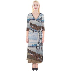 Ducks On Gardasee Quarter Sleeve Wrap Maxi Dress by ConteMonfrey