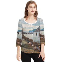 Ducks On Gardasee Chiffon Quarter Sleeve Blouse by ConteMonfrey