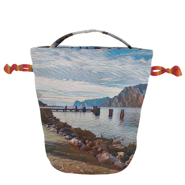 Ducks on Gardasee Drawstring Bucket Bag