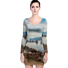 Ducks On Gardasee Long Sleeve Bodycon Dress by ConteMonfrey