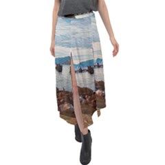 Ducks On Gardasee Velour Split Maxi Skirt by ConteMonfrey