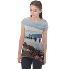 Ducks On Gardasee Cap Sleeve High Low Top by ConteMonfrey