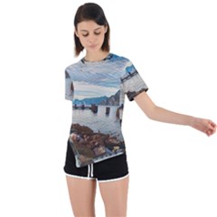 Ducks On Gardasee Asymmetrical Short Sleeve Sports Tee by ConteMonfrey