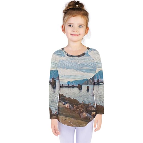 Ducks On Gardasee Kids  Long Sleeve Tee by ConteMonfrey