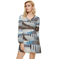 Ducks On Gardasee Tiered Long Sleeve Mini Dress by ConteMonfrey