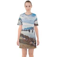 Ducks On Gardasee Sixties Short Sleeve Mini Dress by ConteMonfrey