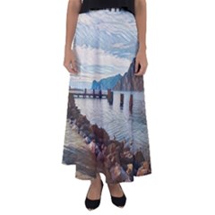 Ducks On Gardasee Flared Maxi Skirt by ConteMonfrey