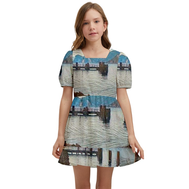 Ducks on Gardasee Kids  Short Sleeve Dolly Dress