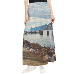 Ducks On Gardasee Maxi Chiffon Skirt by ConteMonfrey