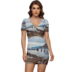 Ducks On Gardasee Low Cut Cap Sleeve Mini Dress by ConteMonfrey