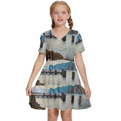 Ducks On Gardasee Kids  Short Sleeve Tiered Mini Dress by ConteMonfrey