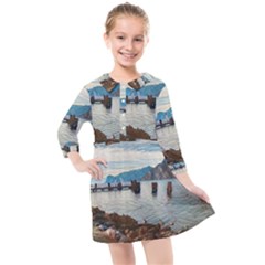 Ducks On Gardasee Kids  Quarter Sleeve Shirt Dress by ConteMonfrey