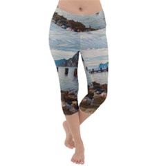 Ducks On Gardasee Lightweight Velour Capri Yoga Leggings by ConteMonfrey