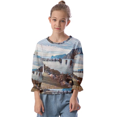 Ducks On Gardasee Kids  Cuff Sleeve Top by ConteMonfrey