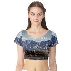 Lake In Italy Short Sleeve Crop Top by ConteMonfrey