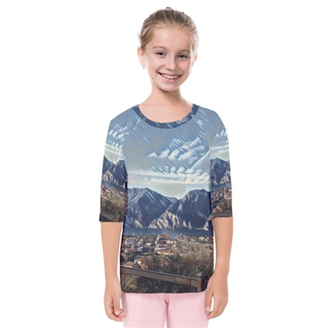 Lake In Italy Kids  Quarter Sleeve Raglan Tee by ConteMonfrey