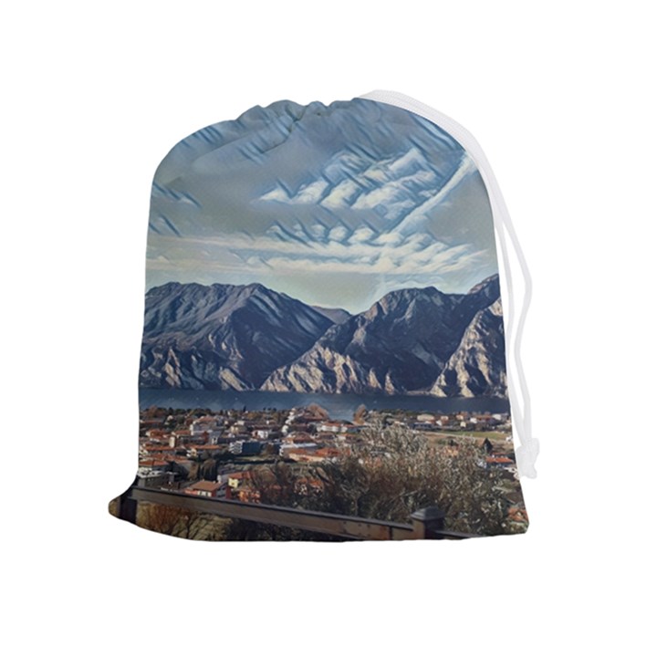 Lake in Italy Drawstring Pouch (XL)