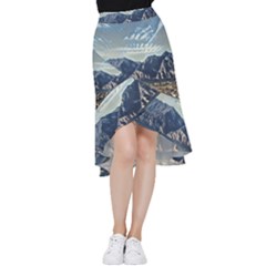 Lake In Italy Frill Hi Low Chiffon Skirt by ConteMonfrey