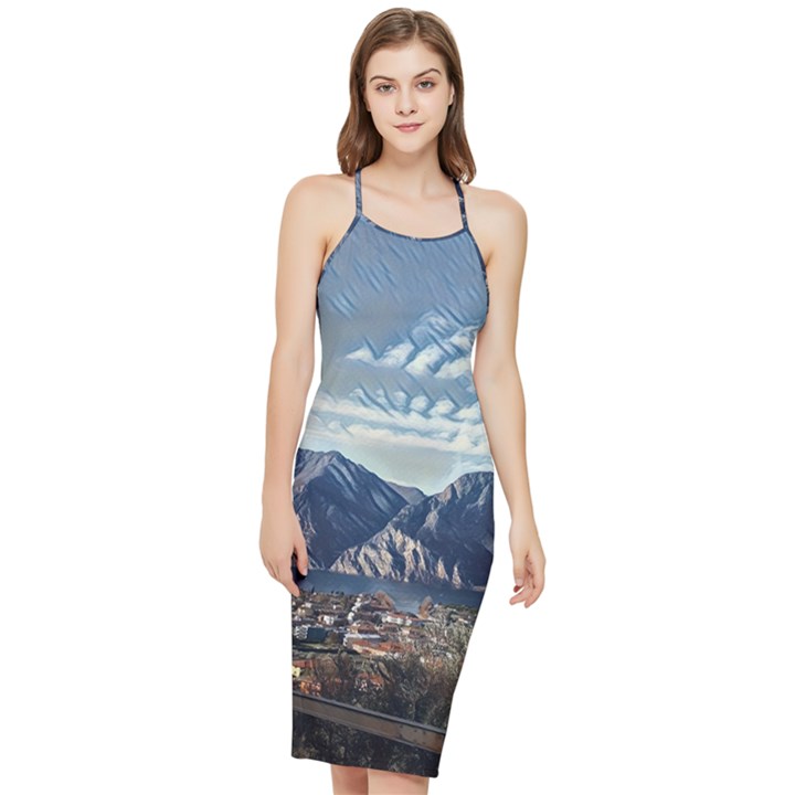 Lake in Italy Bodycon Cross Back Summer Dress