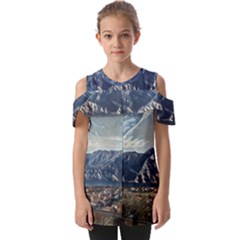 Lake In Italy Fold Over Open Sleeve Top