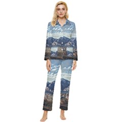 Lake In Italy Womens  Long Sleeve Velvet Pocket Pajamas Set