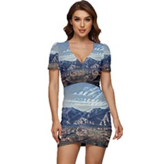 Lake In Italy Low Cut Cap Sleeve Mini Dress by ConteMonfrey