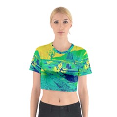 Blue And Green Boat Modern  Cotton Crop Top by ConteMonfrey