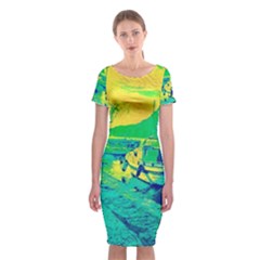 Blue And Green Boat Modern  Classic Short Sleeve Midi Dress by ConteMonfrey