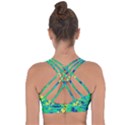 Blue and green boat modern  Cross String Back Sports Bra View2