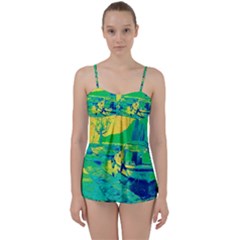 Blue And Green Boat Modern  Babydoll Tankini Set by ConteMonfrey