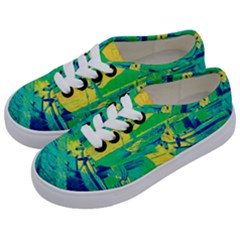 Blue And Green Boat Modern  Kids  Classic Low Top Sneakers by ConteMonfrey