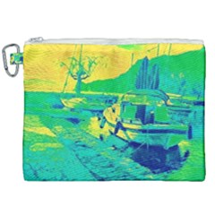 Blue And Green Boat Modern  Canvas Cosmetic Bag (xxl) by ConteMonfrey