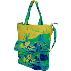 Blue And Green Boat Modern  Shoulder Tote Bag by ConteMonfrey