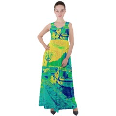 Blue And Green Boat Modern  Empire Waist Velour Maxi Dress by ConteMonfrey