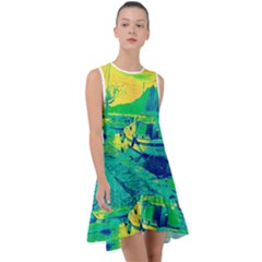 Blue And Green Boat Modern  Frill Swing Dress by ConteMonfrey