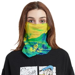 Blue And Green Boat Modern  Face Covering Bandana (two Sides) by ConteMonfrey