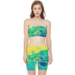 Blue And Green Boat Modern  Stretch Shorts And Tube Top Set by ConteMonfrey