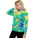 Blue and green boat modern  Women s Lightweight Drawstring Hoodie View2