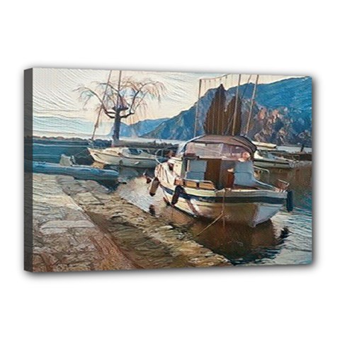 Boats On Gardasee, Italy  Canvas 18  X 12  (stretched) by ConteMonfrey