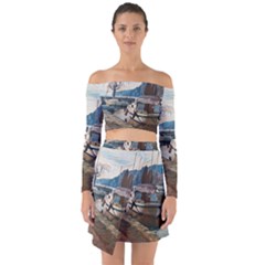 Boats On Gardasee, Italy  Off Shoulder Top With Skirt Set by ConteMonfrey