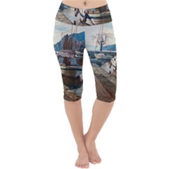 Boats On Gardasee, Italy  Lightweight Velour Cropped Yoga Leggings by ConteMonfrey