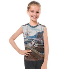 Boats On Gardasee, Italy  Kids  Mesh Tank Top by ConteMonfrey