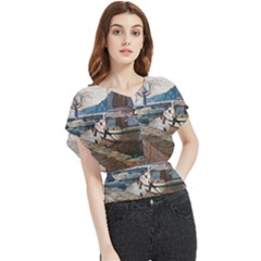 Boats On Gardasee, Italy  Butterfly Chiffon Blouse