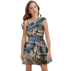 Boats On Gardasee, Italy  Kids  One Shoulder Party Dress by ConteMonfrey